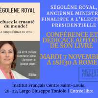 Conférence autour du livre de Ségolène Royal :"Refusez la cruauté du monde"